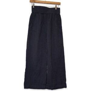 Boden womens size 4 blue gauzy cotton pants hi rise wide leg navy